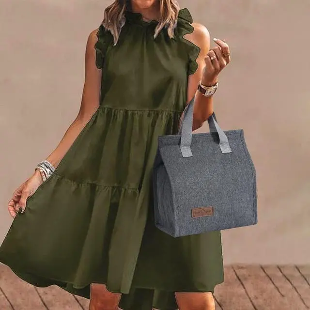 Alt view image 5 of 6 - 2pcs Grey Lunch Bag Insulated, Lunch Box Bag, Reusable Lunch Tote Bag
