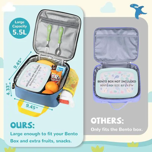 Alt view image 2 of 6 - Lunch Box Kids, Large Insulated Lunch Bag for Boys Girls, Blue