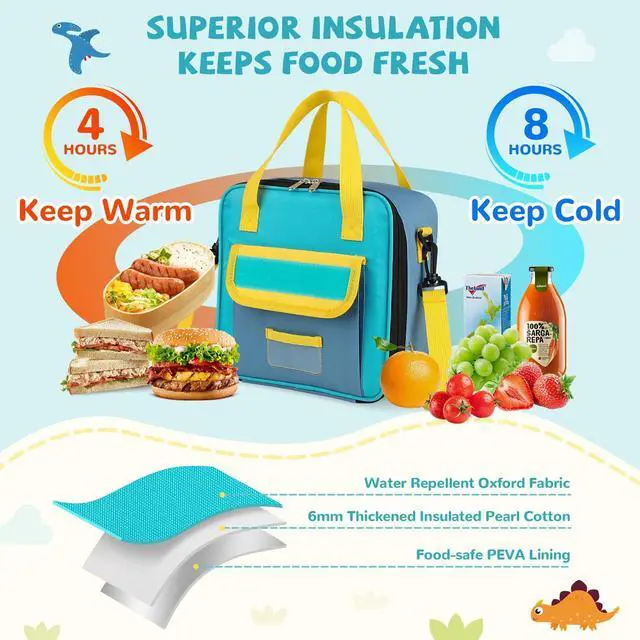 Alt view image 4 of 6 - Lunch Box Kids, Large Insulated Lunch Bag for Boys Girls, Blue