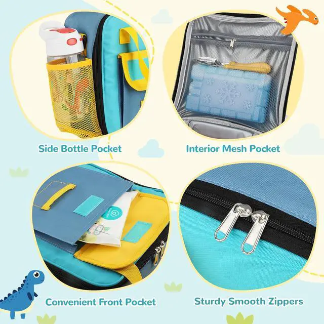 Alt view image 5 of 6 - Lunch Box Kids, Large Insulated Lunch Bag for Boys Girls, Blue