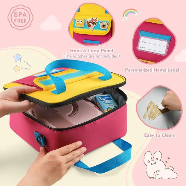 Alt view image 3 of 6 - Lunch Box Kids, Large Insulated Lunch Bag for Girls, Pink Blue