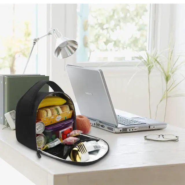 Alt view image 2 of 7 - Insulated Lunch Bags Lunch Box Cooler Bags Black Lunch Tote Bag for Bento Box, for Kids Adult