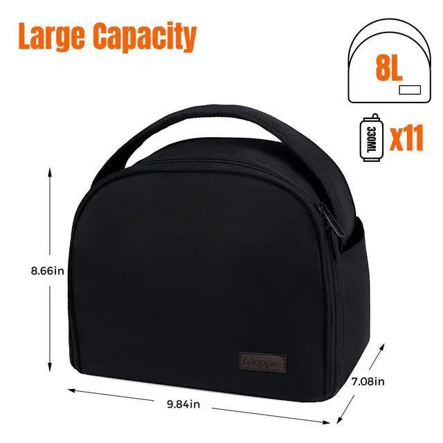 Alt view image 6 of 7 - Insulated Lunch Bags Lunch Box Cooler Bags Black Lunch Tote Bag for Bento Box, for Kids Adult