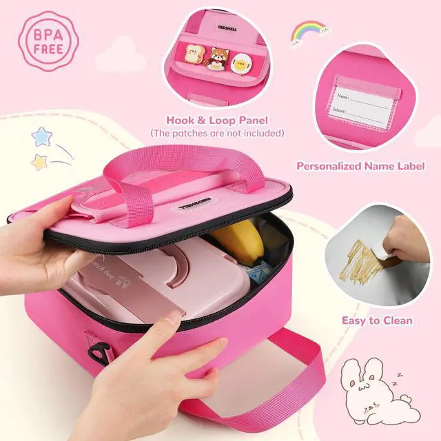 Alt view image 3 of 6 - Lunch Box Kids, Large Insulated Lunch Bag for Girls, Rose Red