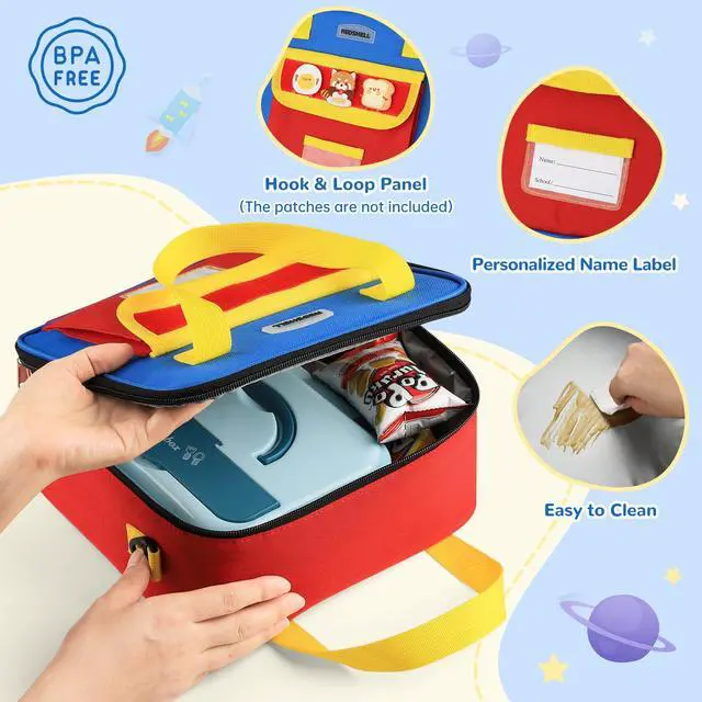 Alt view image 3 of 6 - Lunch Box Kids, Large Insulated Lunch Bag for Boys Girls, Red Blue