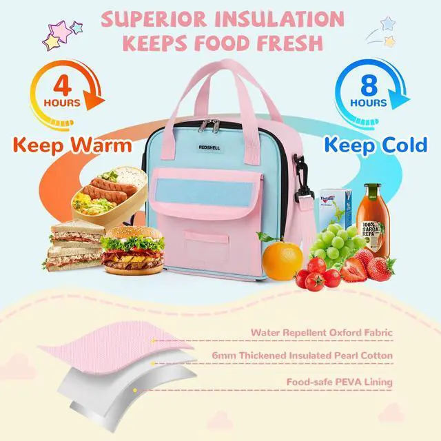 Alt view image 4 of 6 - Lunch Box Kids, Large Insulated Lunch Bag Lunchbox for Girls, Pink