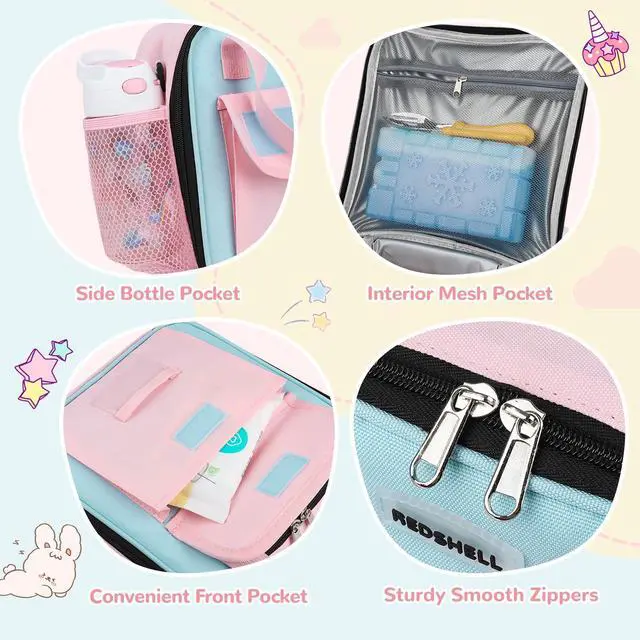 Alt view image 5 of 6 - Lunch Box Kids, Large Insulated Lunch Bag Lunchbox for Girls, Pink