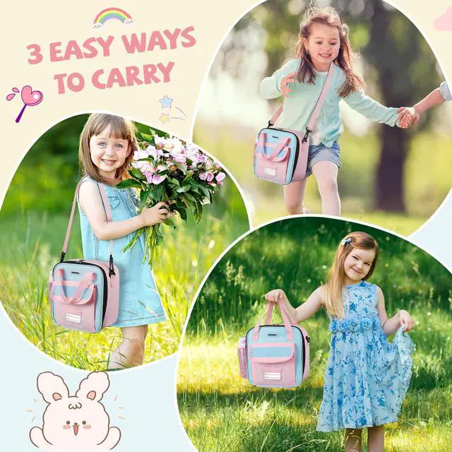 Alt view image 6 of 6 - Lunch Box Kids, Large Insulated Lunch Bag Lunchbox for Girls, Pink