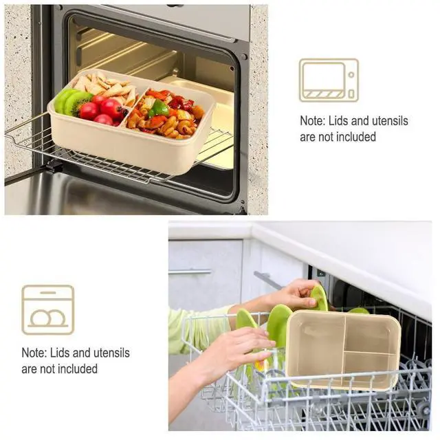 Alt view image 4 of 7 - Bento Box for Adult, 1200 ML Lunch Containers, LeakProof Lunch Box with Utensils, BPA Free, 3 Compartment Bento Box Microwave Safe, Khaki