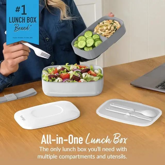 Alt view image 2 of 7 - Classic Stackable 3-Compartment Adult Bento-Style Lunch Box