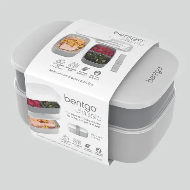 Alt view image 6 of 7 - Classic Stackable 3-Compartment Adult Bento-Style Lunch Box