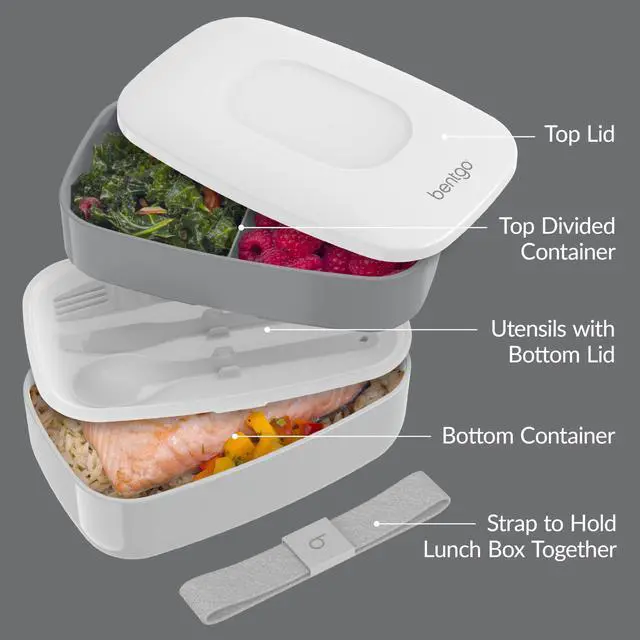 Alt view image 4 of 7 - Classic Stackable 3-Compartment Adult Bento-Style Lunch Box
