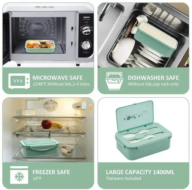 Alt view image 4 of 7 - Bento Boxes for Adults - 1100 ML Bento Lunch Box Container For Kids