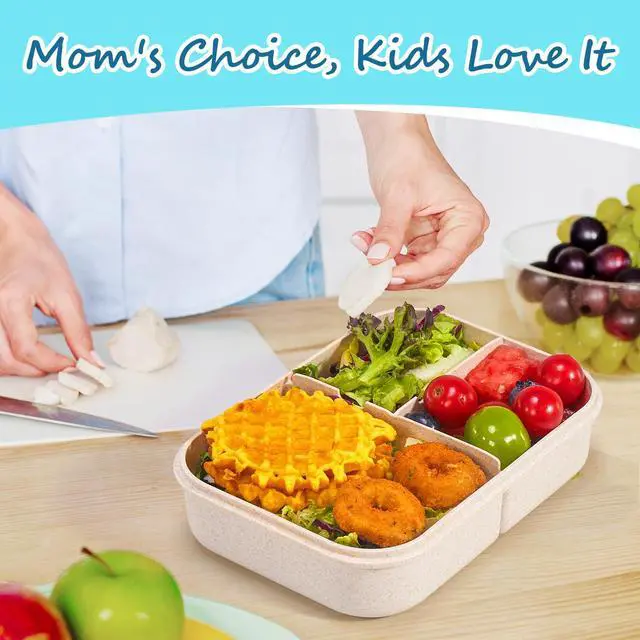 Alt view image 7 of 7 - Bento Lunch Box for Kids, 1150ml, 3 Compartments, White