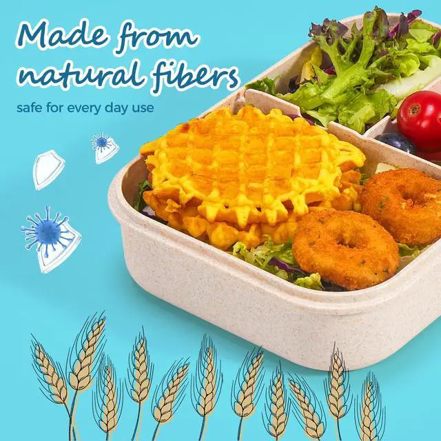 Alt view image 4 of 7 - Bento Lunch Box for Kids, 1150ml, 3 Compartments, White