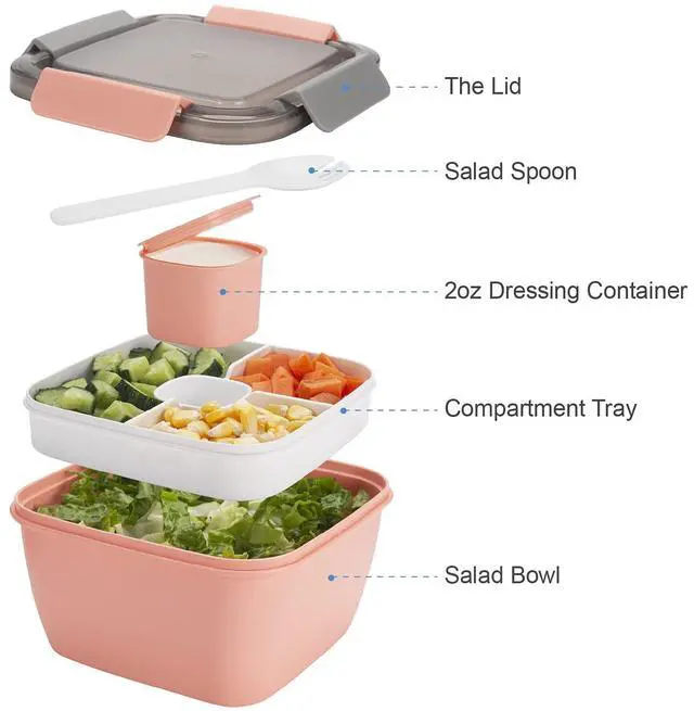 Alt view image 2 of 7 - Salad Lunch Container To Go, 2 Packs 52-oz Salad Bowls to go for lunch