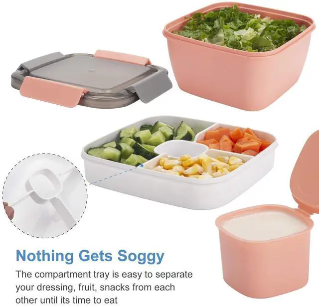 Alt view image 3 of 7 - Salad Lunch Container To Go, 2 Packs 52-oz Salad Bowls to go for lunch