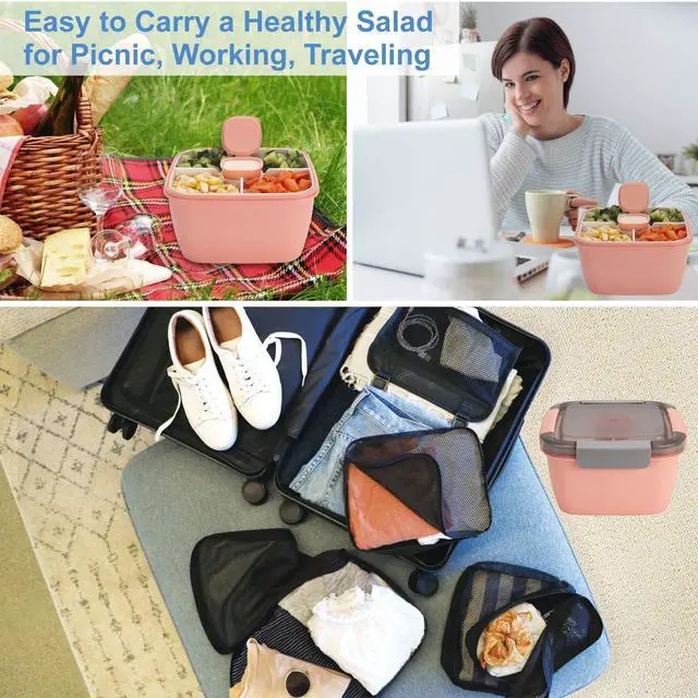 Alt view image 7 of 7 - Salad Lunch Container To Go, 2 Packs 52-oz Salad Bowls to go for lunch