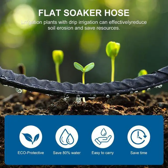 Alt view image 2 of 7 - Flat Soaker Hose 50FT Lightweight and Flexible Irrigation Solution for Garden Beds, Flower Beds, and Lawns (50FT)