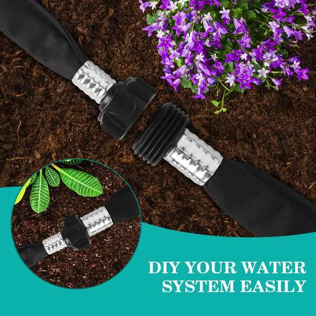 Alt view image 4 of 7 - Flat Soaker Hose 50FT for Garden Beds Drip Hose Heavy Duty Save 80% Water for Vegetable Tree (50FT)