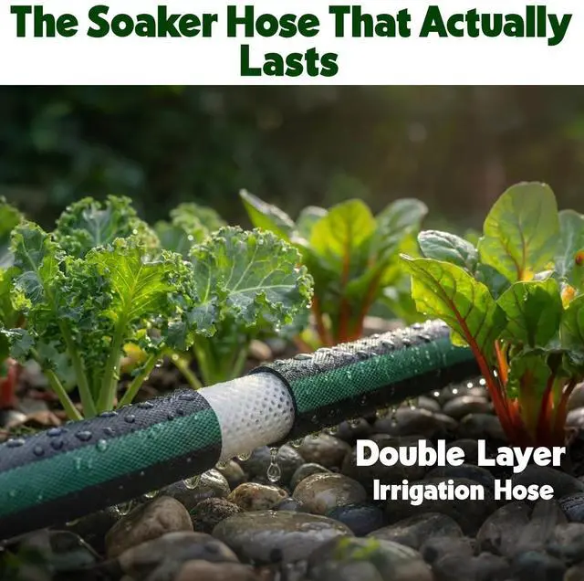 Alt view image 4 of 6 - Flat Soaker Hose 50ft for Garden // Drip Hose for Garden Beds, Lawns and Trees // Heavy Duty Leakproof Design with Quick Connect // Linkable Irrigation System for Vegetables and Flowers