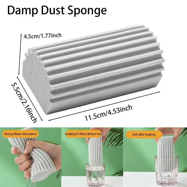 Alt view image 2 of 6 - Damp Clean Duster Sponge 4 Pack Household Cleaning Sponges Reusable Dusting Sponge for Brushing Blind Glass Vents Window Mirrors Baseboards