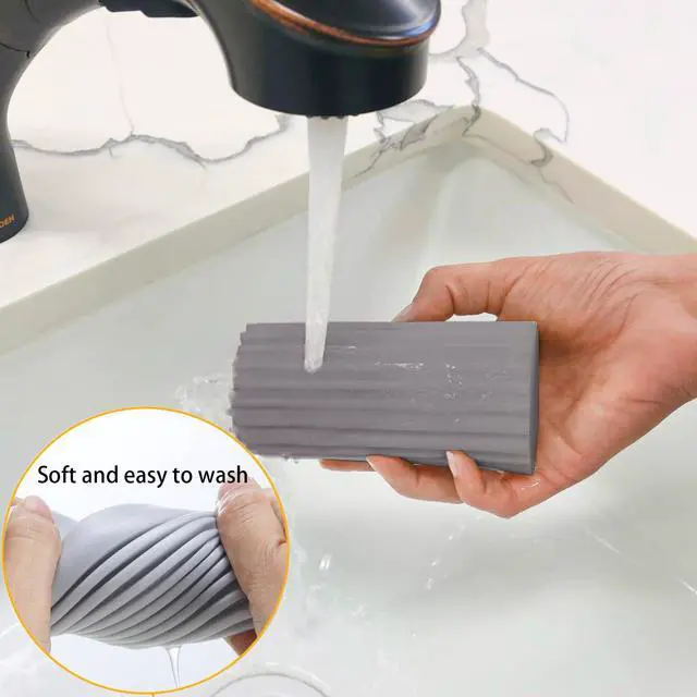 Alt view image 6 of 6 - Damp Clean Duster Sponge 4 Pack Household Cleaning Sponges Reusable Dusting Sponge for Brushing Blind Glass Vents Window Mirrors Baseboards