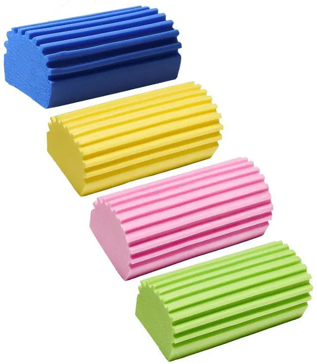 Main image of Damp Clean Duster Sponge 4 Pack Household Cleaning Sponges Reusable Dusting Sponge for Brushing Blind Glass Vents Window Mirrors Baseboards