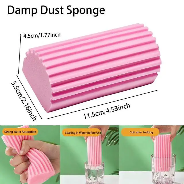Alt view image 2 of 6 - Damp Clean Duster Sponge 4 Pack Household Cleaning Sponges Reusable Dusting Sponge for Brushing Blind Glass Vents Window Mirrors Baseboards