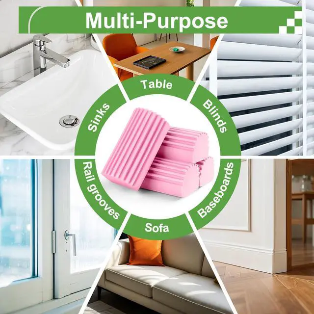 Alt view image 5 of 7 - Damp Clean Duster Sponge,4Pcs Pink Dust Sponge for Cleaning
