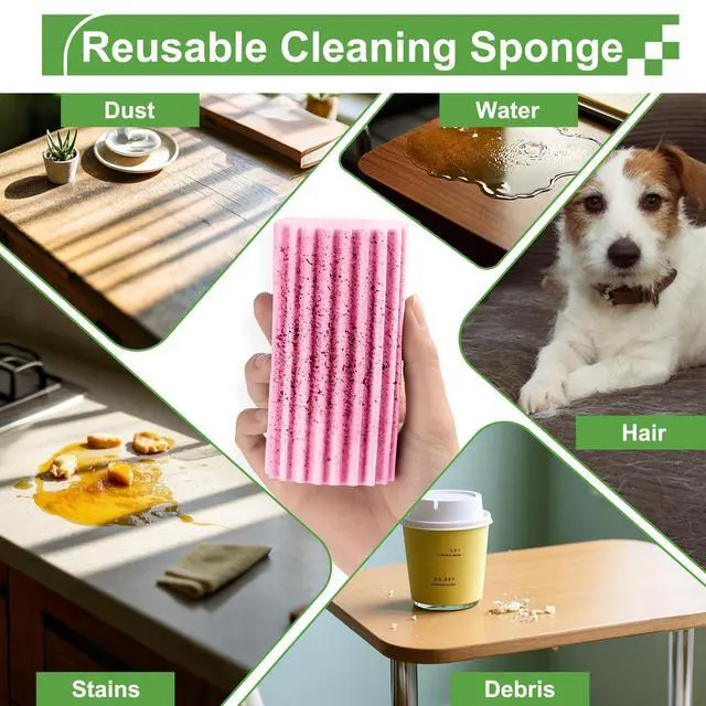 Alt view image 4 of 7 - Damp Clean Duster Sponge,4Pcs Pink Dust Sponge for Cleaning