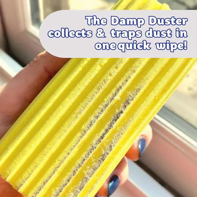 Alt view image 2 of 7 - Damp Duster, Multipurpose Dusters for Cleaning - Wooden & Venetian Blind Cleaner Tool, Ridged Wet Dust Sponge for Skirting Board, Radiator, Blinds & Mirrors, Home Cleaning Products, Pink