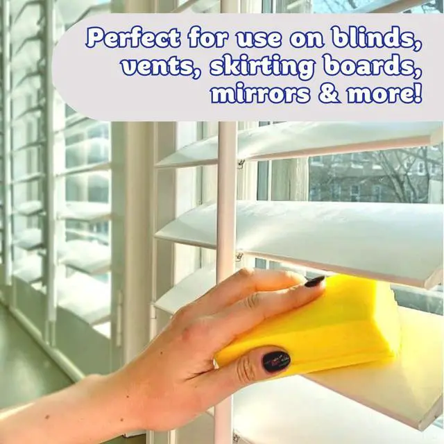 Alt view image 5 of 7 - Damp Duster, Multipurpose Dusters for Cleaning - Wooden & Venetian Blind Cleaner Tool, Ridged Wet Dust Sponge for Skirting Board, Radiator, Blinds & Mirrors, Home Cleaning Products, Pink