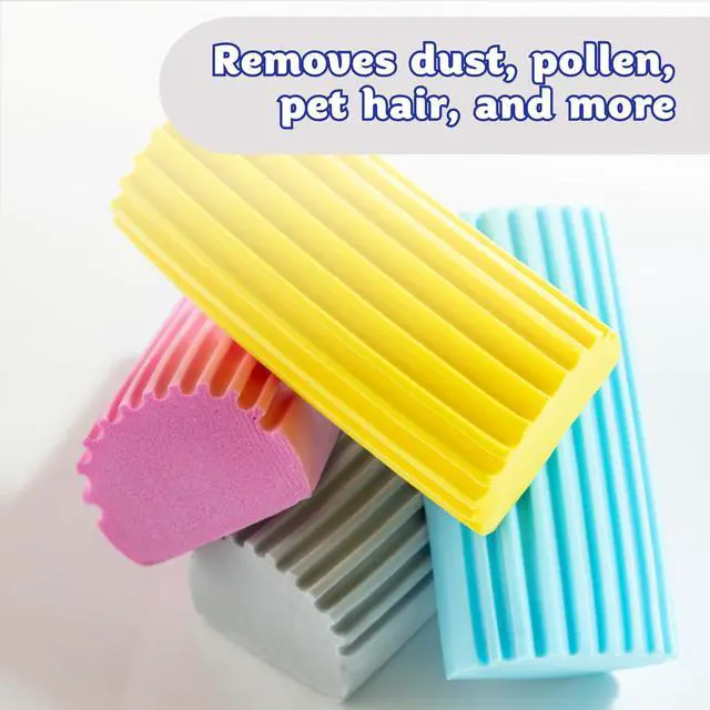 Alt view image 4 of 7 - Damp Duster, Multipurpose Dusters for Cleaning - Wooden & Venetian Blind Cleaner Tool, Ridged Wet Dust Sponge for Skirting Board, Radiator, Blinds & Mirrors, Home Cleaning Products, Pink