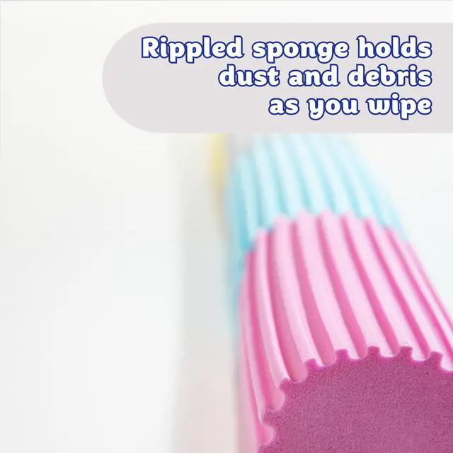 Alt view image 3 of 7 - Damp Duster, Multipurpose Dusters for Cleaning - Wooden & Venetian Blind Cleaner Tool, Ridged Wet Dust Sponge for Skirting Board, Radiator, Blinds & Mirrors, Home Cleaning Products, Pink