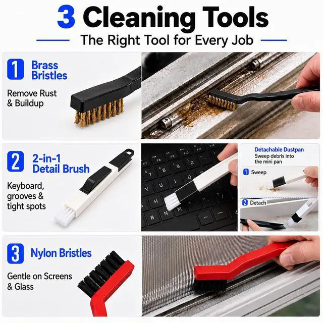 Alt view image 5 of 7 - Window Track Cleaner, 14 PCS Crevice Cleaning Brush Kit