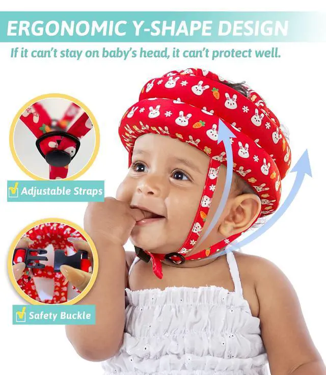 Alt view image 4 of 7 - Baby Head Protector - Baby Helmet for Crawling Walking Running - No Bumps and Soft Cushion - Adjustable Protective Cap Infant Baby Safety Headguard - Toddler Helmets 6-12 Months 1-2 Years Old