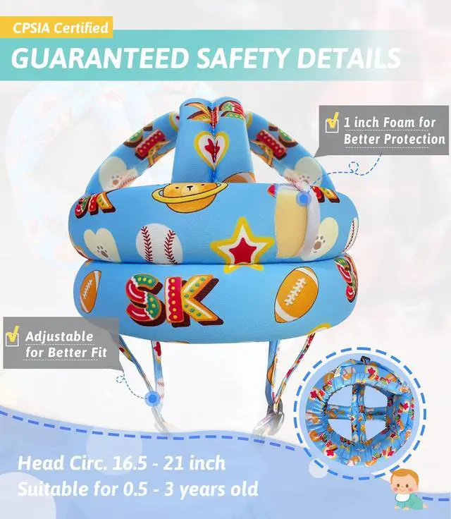 Alt view image 6 of 7 - Baby Head Protector - Baby Helmet for Crawling Walking Running - No Bumps and Soft Cushion - Adjustable Protective Cap Infant Baby Safety Headguard - Toddler Helmets 6-12 Months 1-2 Years Old