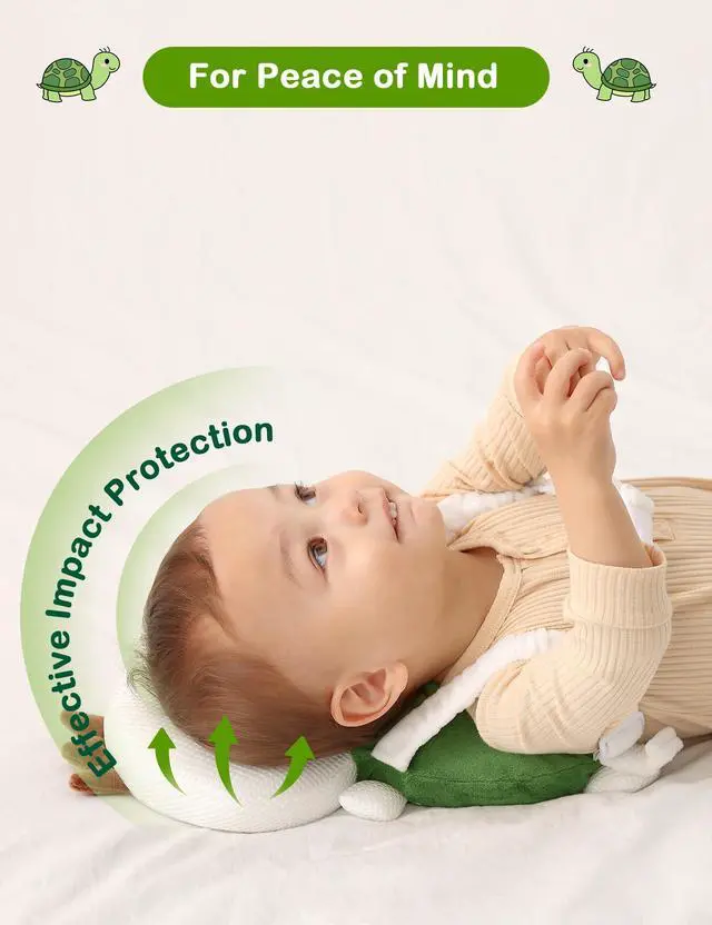 Alt view image 3 of 6 - Baby Head Protector Backpack for Walking Crawling, Green Turtle