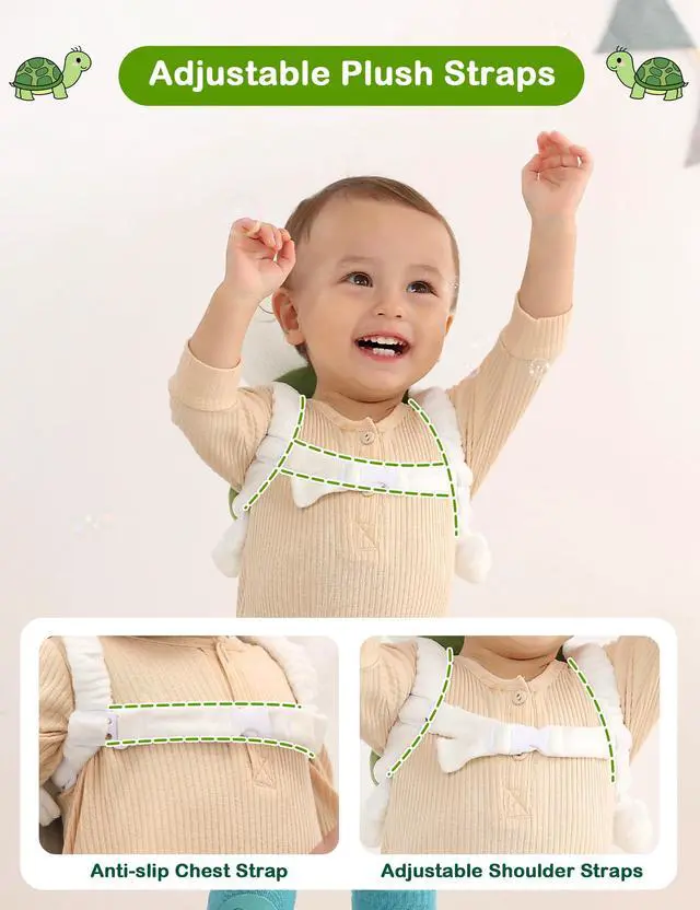 Alt view image 4 of 6 - Baby Head Protector Backpack for Walking Crawling, Green Turtle