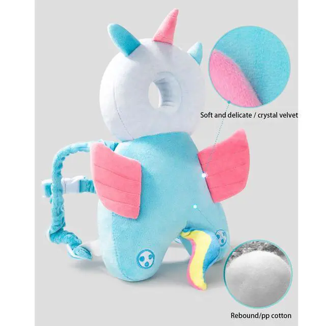 Alt view image 2 of 5 - Baby Walker Head Protector Toddler Adjustable Baby Head Protection Backpack Wear Safety Pad (Pink Butterfly)