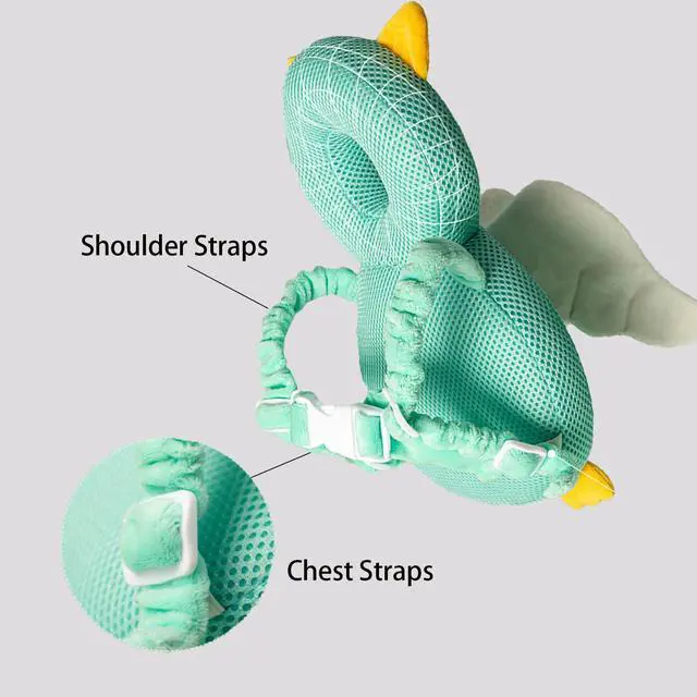 Alt view image 3 of 5 - Baby Walker Head Protector Toddler Adjustable Baby Head Protection Backpack Wear Safety Pad (Pink Butterfly)