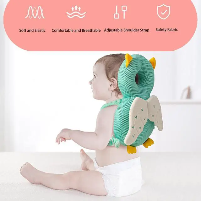 Alt view image 4 of 5 - Baby Walker Head Protector Toddler Adjustable Baby Head Protection Backpack Wear Safety Pad (Pink Butterfly)