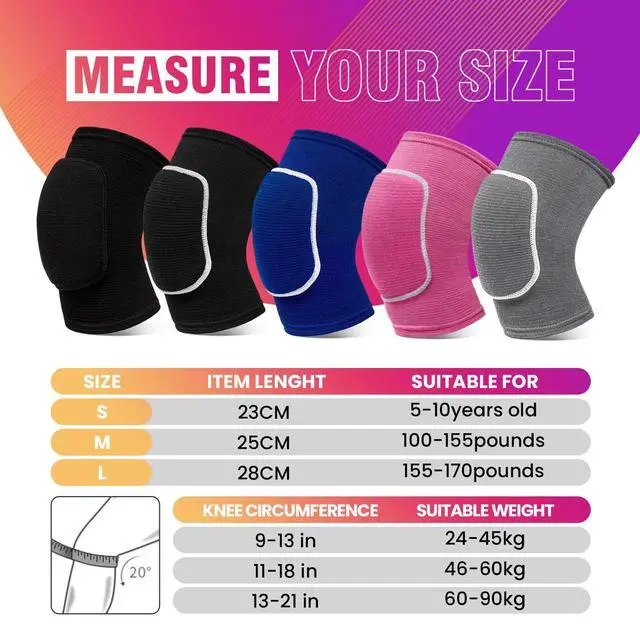Alt view image 2 of 7 - Volleyball Knee Pads,Knee Pads for Women,Men,Kids,Girls,Knee Brace for Basketball Volleyball Football Dance Yoga Tennis Running Cycling Workout Climbing (Black, Small)