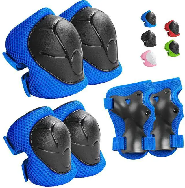 Main image of Kids Protective Gear Set Wemfg Knee Pads for Kids 3-8 Years Toddler Knee and Elbow Pads with Wrist Guards 3 in 1 for Skating Cycling Bike Rollerblading Scooter(Blue)