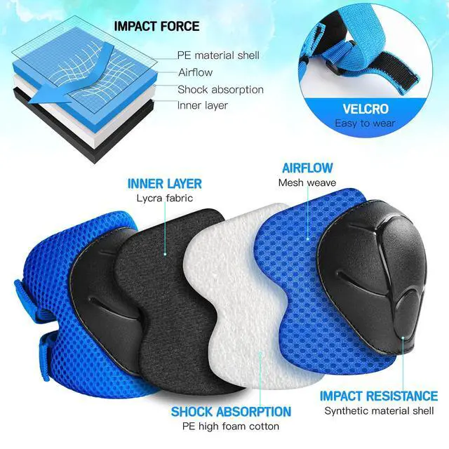 Alt view image 3 of 6 - Kids Protective Gear Set Wemfg Knee Pads for Kids 3-8 Years Toddler Knee and Elbow Pads with Wrist Guards 3 in 1 for Skating Cycling Bike Rollerblading Scooter(Blue)