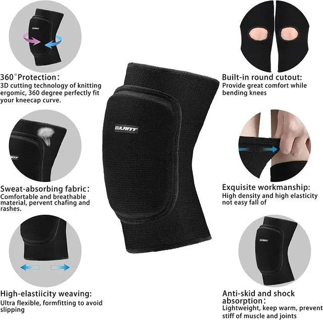 Alt view image 3 of 6 - Kids Knee Pads with Thicken Sponge Padding, Black/M