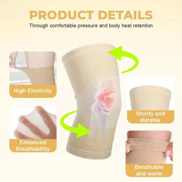 Alt view image 4 of 7 - 1 Pair Unisex Non-trace Knee Pads-Knee Brace Support Sleeve Leg Support Brace Pads Kneecap For Outdoor Sports Volleyball Basketball Dance Cycling Climbing Yoga (Nude)