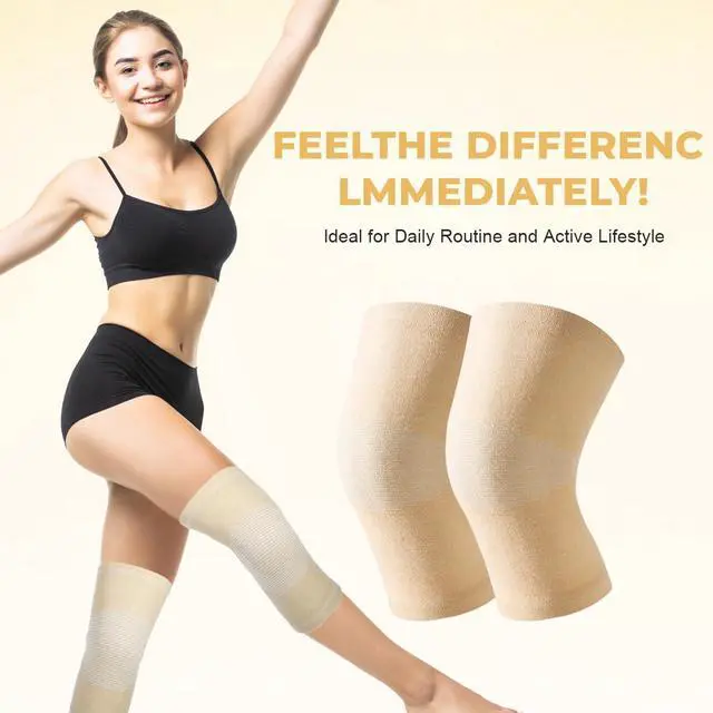 Alt view image 5 of 7 - 1 Pair Unisex Non-trace Knee Pads-Knee Brace Support Sleeve Leg Support Brace Pads Kneecap For Outdoor Sports Volleyball Basketball Dance Cycling Climbing Yoga (Nude)