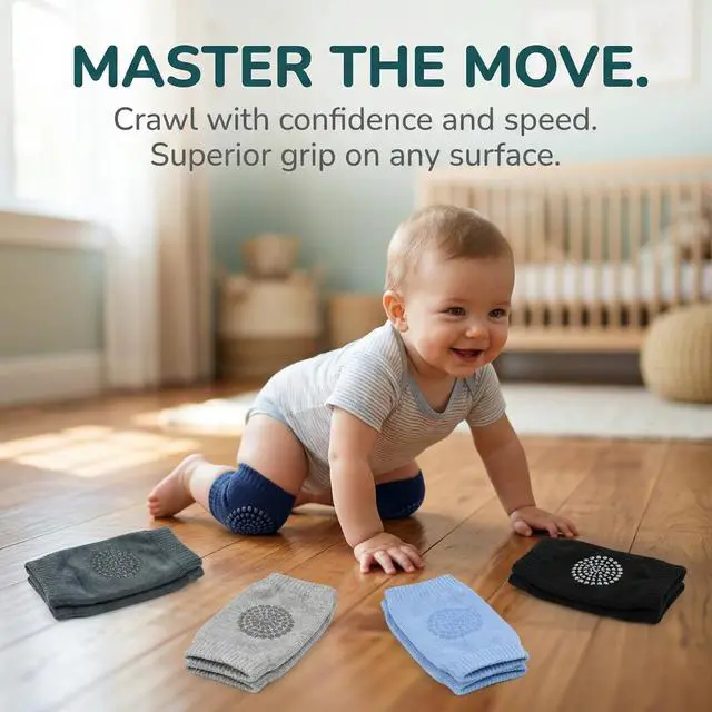 Alt view image 2 of 7 - Baby knee Pads for Crawling - 5 Pack Anti Slip Unisex Baby Knee Protectors - Toddler Knee Pads Gift Idea for Baby